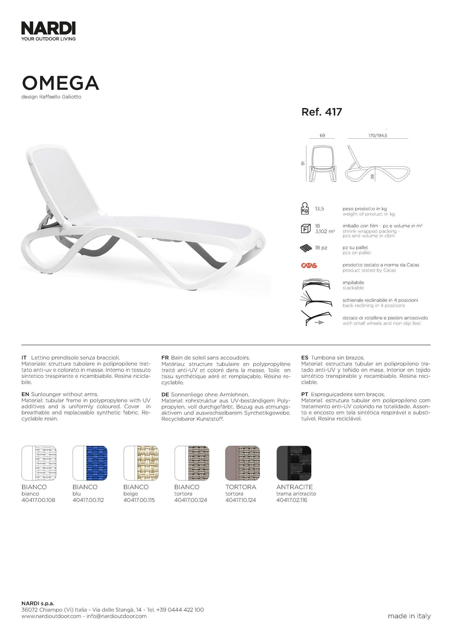 Nardi Omega Sonnenliege