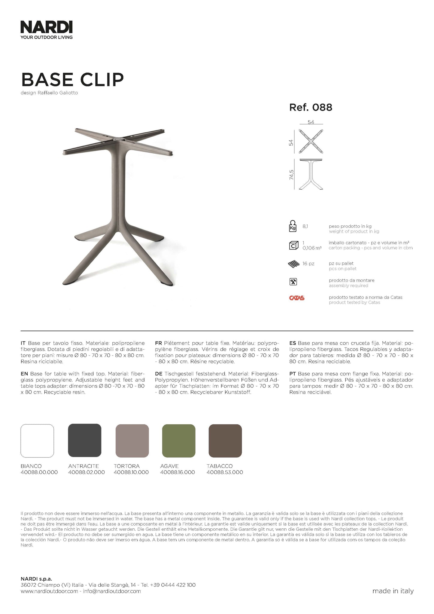 Nardi Base Clip Tischgestell