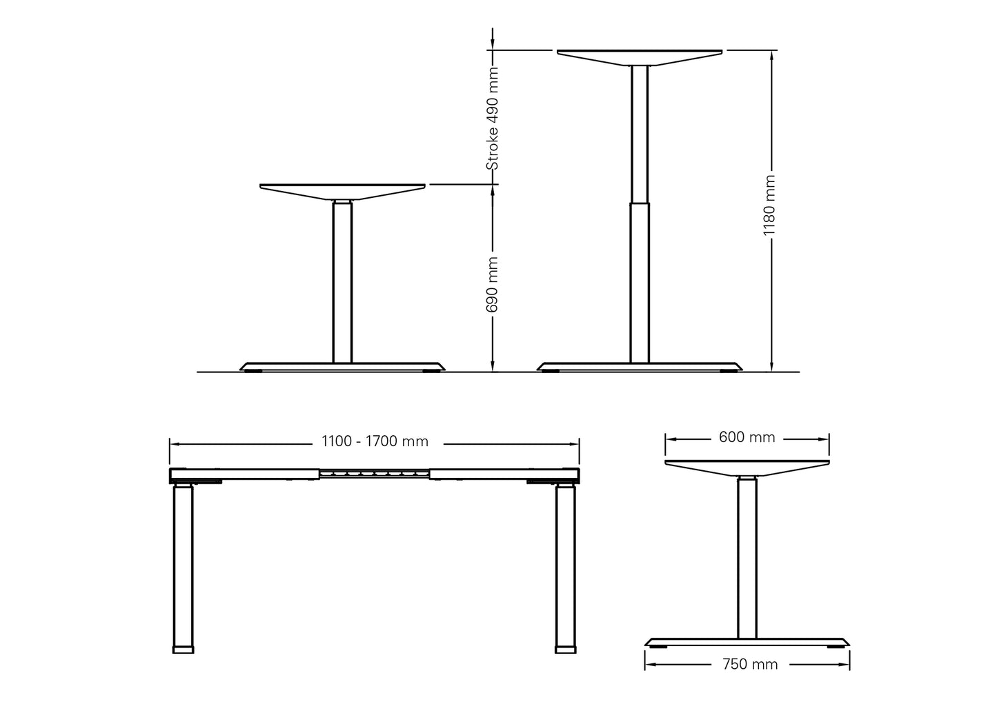 Lo Smart Move 370 Tischgestell - Elektromotorisch
