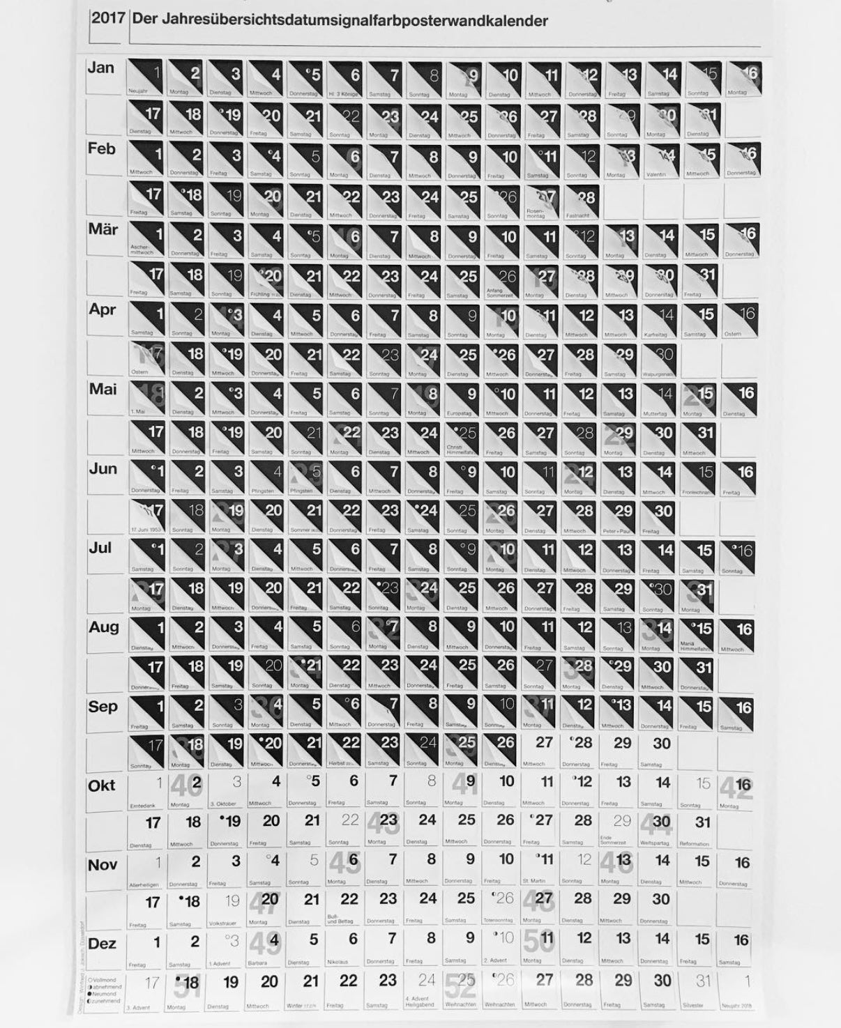 habit Jahresübersichtsdatumsignalfarbposterwandkalender