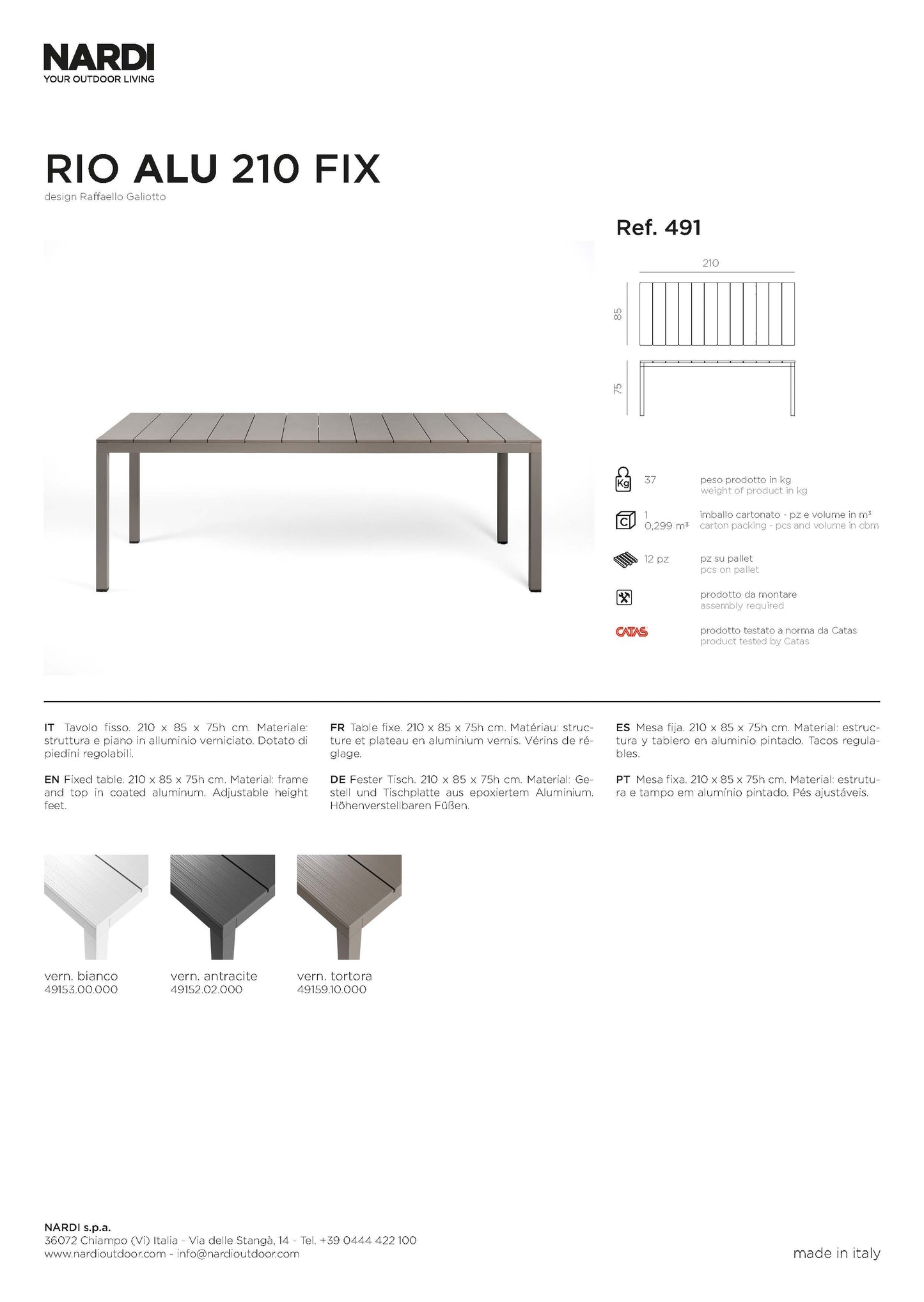 Nardi Rio Alu 210 Tisch - Fix