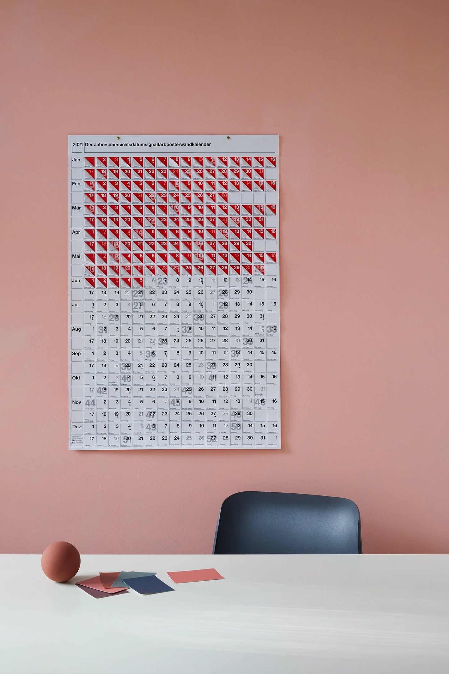 habit Jahresübersichtsdatumsignalfarbposterwandkalender